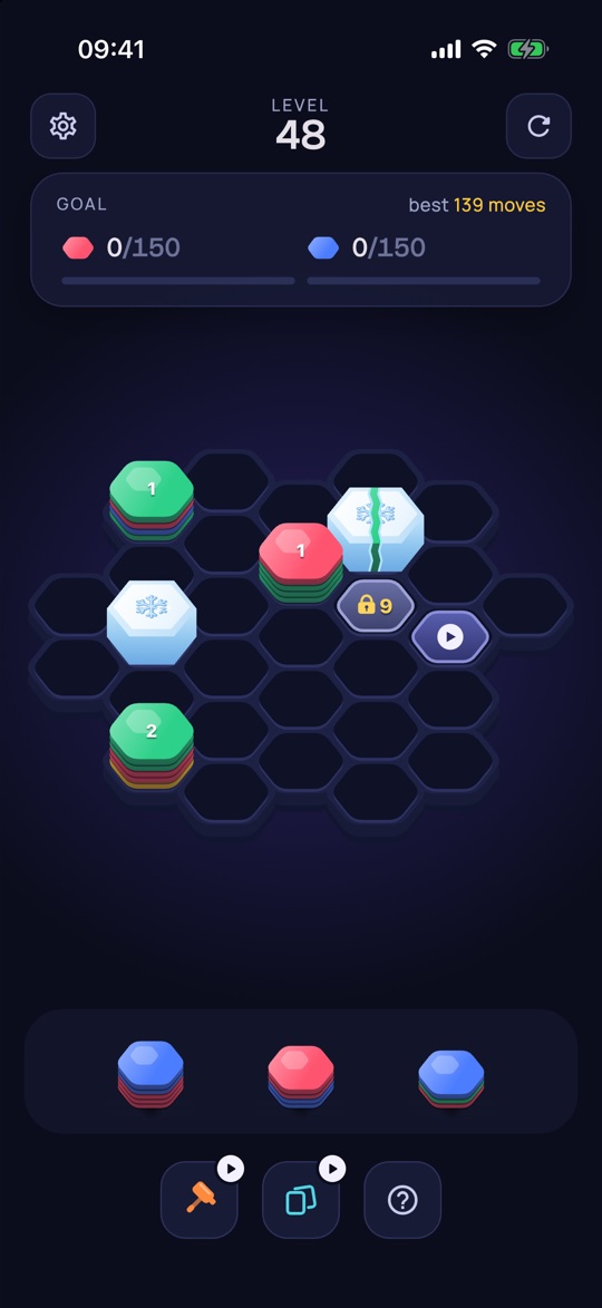 Hexa Stack: level 48 with ice